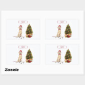 Gele labrador Retriever Funny Kersthond Rechthoekige Sticker (Vel)