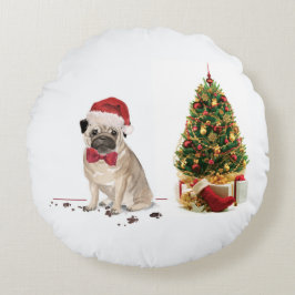 Gele labrador Retriever Funny Kersthond Rond Kussen