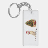 Gele labrador Retriever Funny Kersthond Sleutelhanger (Voorkant Links)