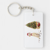 Gele labrador Retriever Funny Kersthond Sleutelhanger (Voorkant)