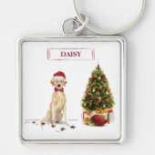 Gele labrador Retriever Funny Kersthond Sleutelhanger (Voorkant)