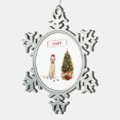 Gele labrador Retriever Funny Kersthond Tin Sneeuwvlok Ornament (Rechts)