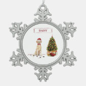 Gele labrador Retriever Funny Kersthond Tin Sneeuwvlok Ornament (Voorkant)