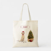Gele labrador Retriever Funny Kersthond Tote Bag (Achterkant)