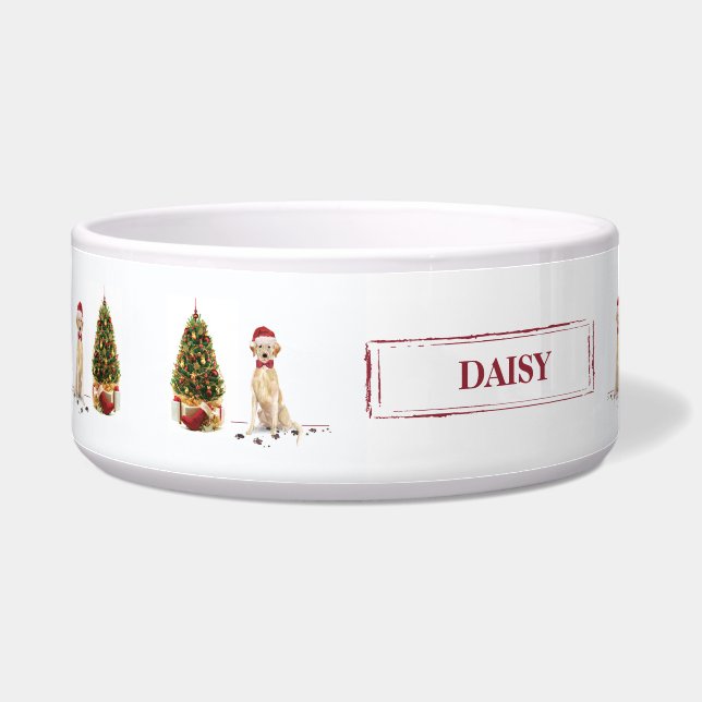 Gele labrador Retriever Funny Kersthond Voerbakje (Links)