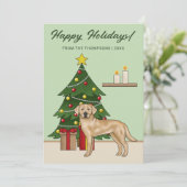 Gele Labrador Retriever Green Feestelijke Kerst Feestdagenkaart (Staand voorkant)