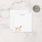 Gele labrador Retriever grijze grens vierkant Notitiekaartje (Voorkant / Achterkant in situ)