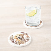 Gele Labrador Retriever Herfst krans Zandsteen Onderzetter (Zijkant)