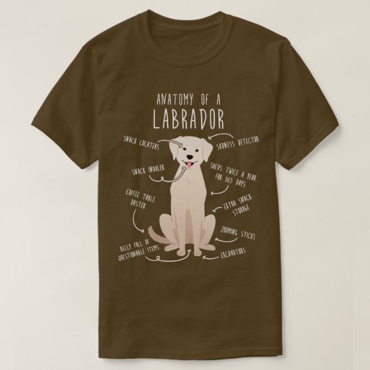 Gele Labrador Retriever Hond Anatomie 2 T-shirt (Design voorkant)