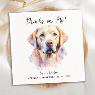 Gele Labrador Retriever Hond Bruiloft Cocktail Servet