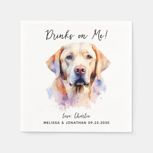 Gele Labrador Retriever Hond Bruiloft Cocktail Servet (Voorkant)