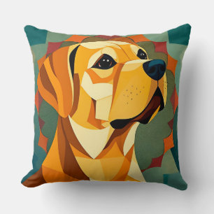 Gele Labrador Retriever Hond Geometrische Kunst Kussen