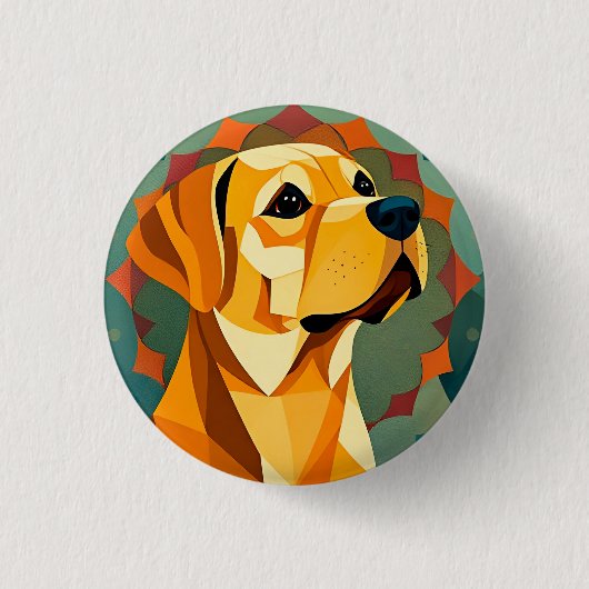 Gele Labrador Retriever Hond Geometrische Kunst Ronde Button 3,2 Cm (Voorkant)