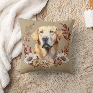 Gele Labrador Retriever Hond Herfst krans Kussen
