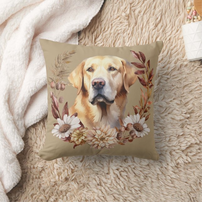 Gele Labrador Retriever Hond Herfst krans Kussen (Deken)