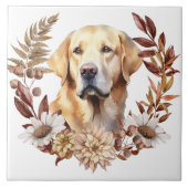 Gele Labrador Retriever Hond Herfst krans Tegeltje (Voorkant)