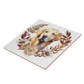 Gele Labrador Retriever Hond Herfst krans Tegeltje (Zijkant)