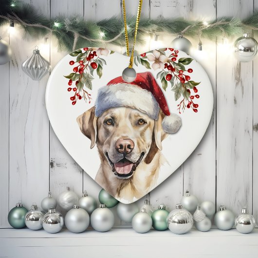 Gele Labrador Retriever Hond Holly krans Keramisch Ornament