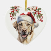 Gele Labrador Retriever Hond Holly krans Keramisch Ornament (Voorkant)