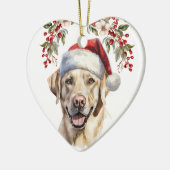 Gele Labrador Retriever Hond Holly krans Keramisch Ornament (Links)