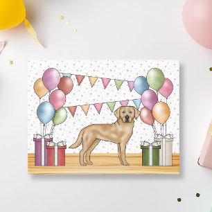 Gele Labrador Retriever Hond Kleurrijke Verjaardag Briefkaart