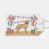 Gele Labrador Retriever Hond Kleurrijke Verjaardag Cadeaulabel (Voorkant (Horizontaal))