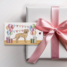 Gele Labrador Retriever Hond Kleurrijke Verjaardag Cadeaulabel