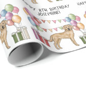 Gele Labrador Retriever Hond Kleurrijke Verjaardag Cadeaupapier (Rol Hoek)