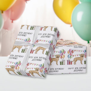 Gele Labrador Retriever Hond Kleurrijke Verjaardag Cadeaupapier