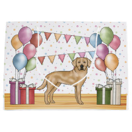 Gele Labrador Retriever Hond Kleurrijke Verjaardag Groot Cadeauzakje