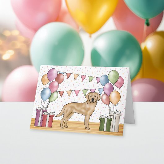 Gele Labrador Retriever Hond Kleurrijke Verjaardag Kaart