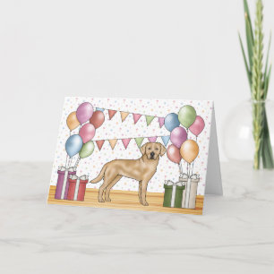 Gele Labrador Retriever Hond Kleurrijke Verjaardag Kaart