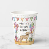 Gele Labrador Retriever Hond Kleurrijke Verjaardag Papieren Bekers (Voorkant)