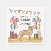 Gele Labrador Retriever Hond Kleurrijke Verjaardag Servet (Voorkant)