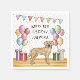 Gele Labrador Retriever Hond Kleurrijke Verjaardag Servet