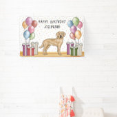 Gele Labrador Retriever Hond Kleurrijke Verjaardag Spandoek (Insitu)