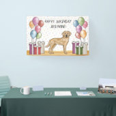 Gele Labrador Retriever Hond Kleurrijke Verjaardag Spandoek (Beurs)