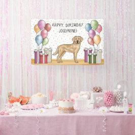 Gele Labrador Retriever Hond Kleurrijke Verjaardag Spandoek