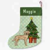 Gele labrador retriever hond met kerstboom kleine kerstsok (Achterkant)