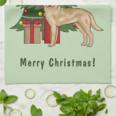 Gele labrador retriever hond met kerstboom theedoek (Gevouwen)
