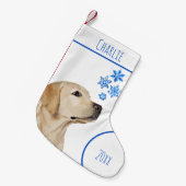 Gele Labrador Retriever Hond Sneeuwvlokken Kleine Kerstsok (Voorkant (Hangend))