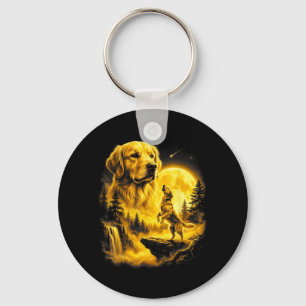 Gele Labrador Retriever Huilend naar de Maan Kunst Sleutelhanger