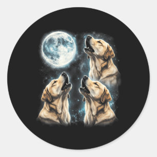Gele Labrador Retriever Huilt naar de Maan Retro Ronde Sticker