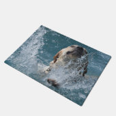 Gele labrador Retriever in de pool Deurmat (Schuin)