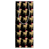 Gele labrador retriever in feestelijke rode kersth wijn cadeautas (Achterkant)