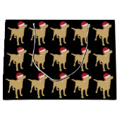 Gele labrador Retriever in Red Santa Hat Groot Cadeauzakje (Voorkant)