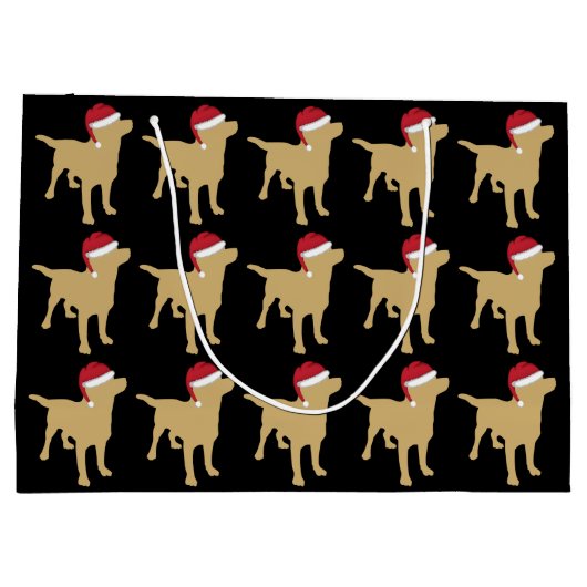 Gele labrador Retriever in Red Santa Hat Groot Cadeauzakje (Achterkant)