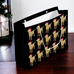 Gele labrador Retriever in Red Santa Hat Groot Cadeauzakje