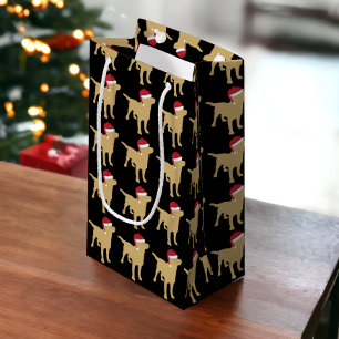 Gele labrador Retriever in Red Santa Hat Klein Cadeauzakje