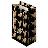 Gele labrador Retriever in Red Santa Hat Klein Cadeauzakje (Voorkant Gekanteld)